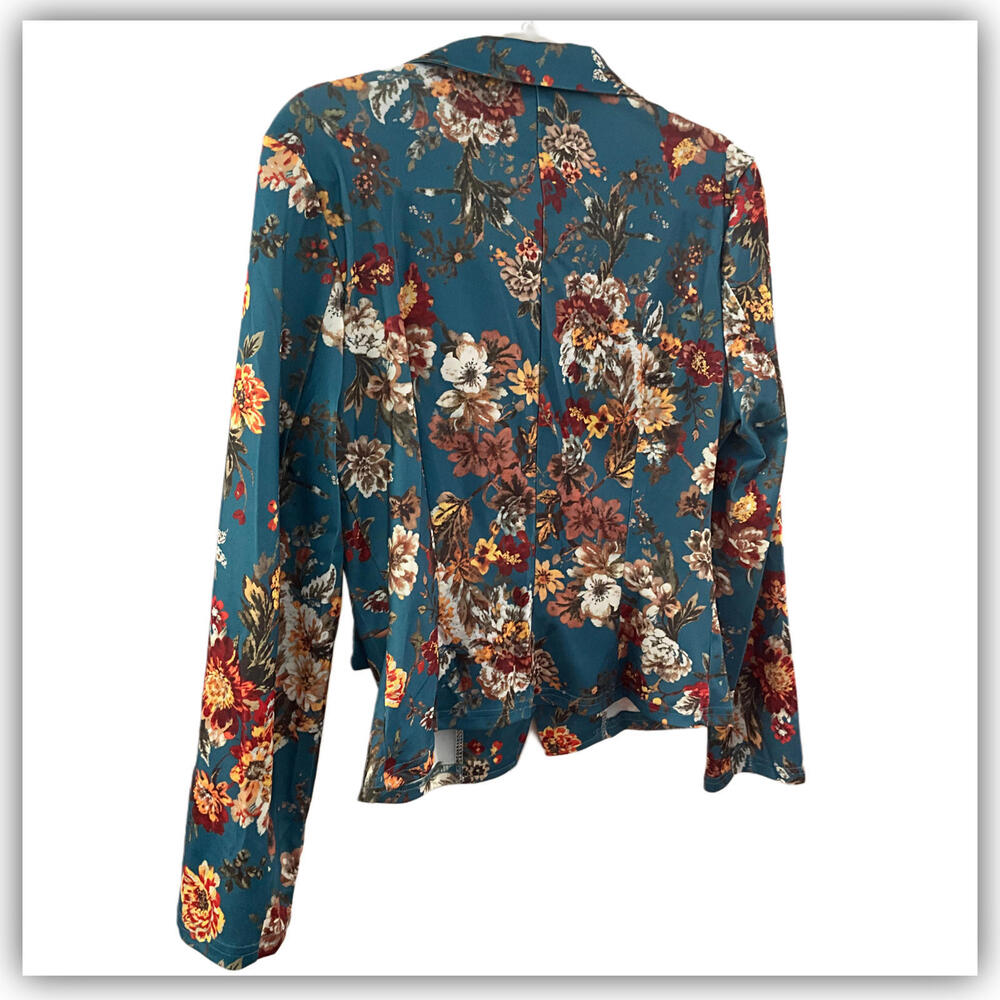 Private Label Teal Floral Velvet Blazer - Picture 4 of 9